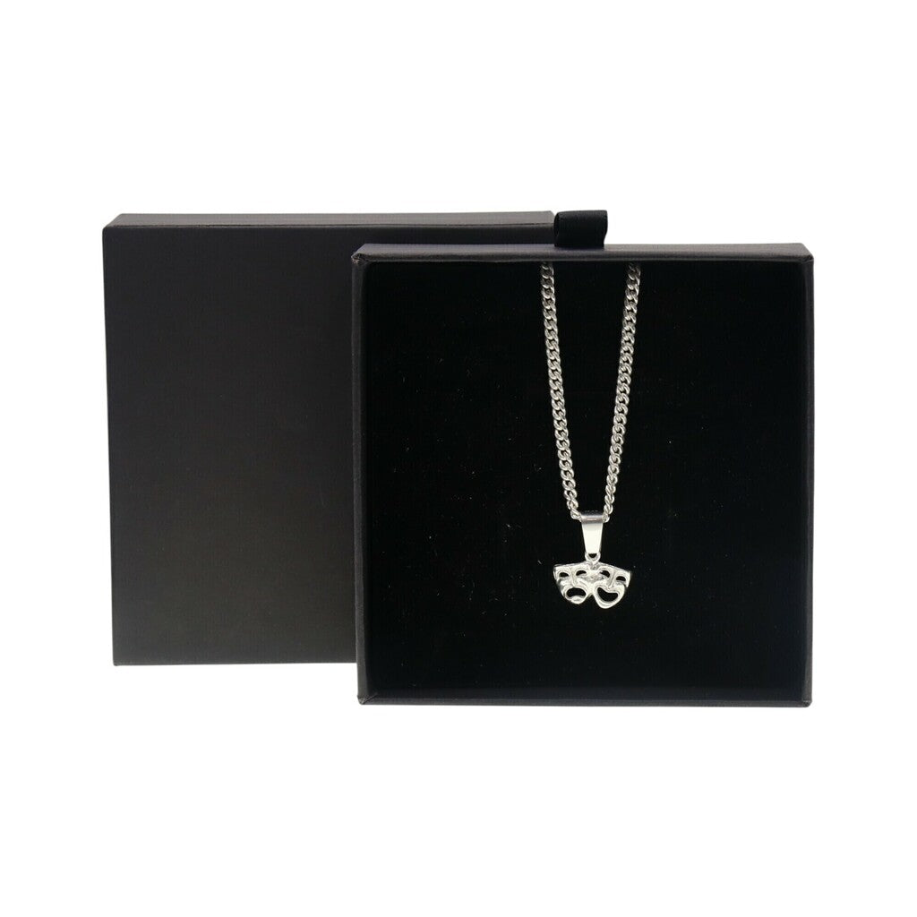 Dije Doble Mascara + Cadena en Plata .925