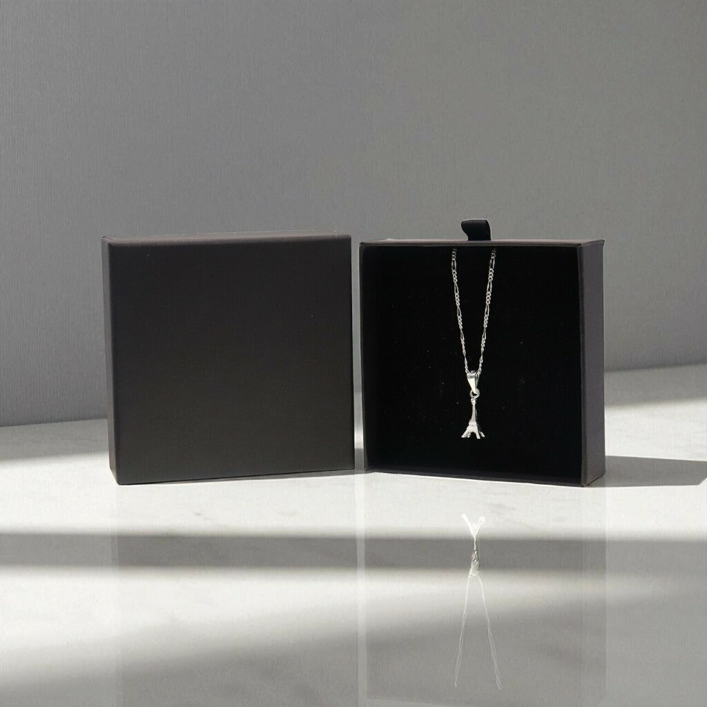 Dije Torre Eiffel Chica + Cadena en Plata .925