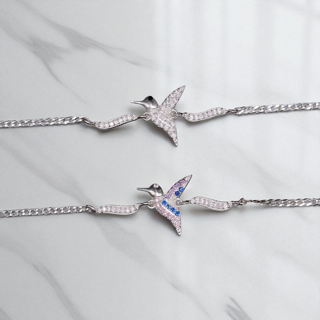 Pulso De Plata .925 De Colibri Con Circonias