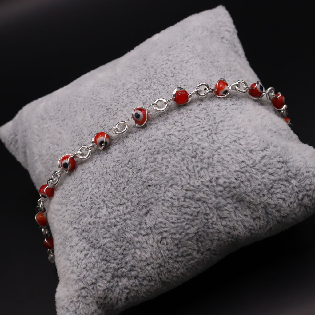 Pulso Ojo Turco Rojo De Plata .925 18.5 cm
