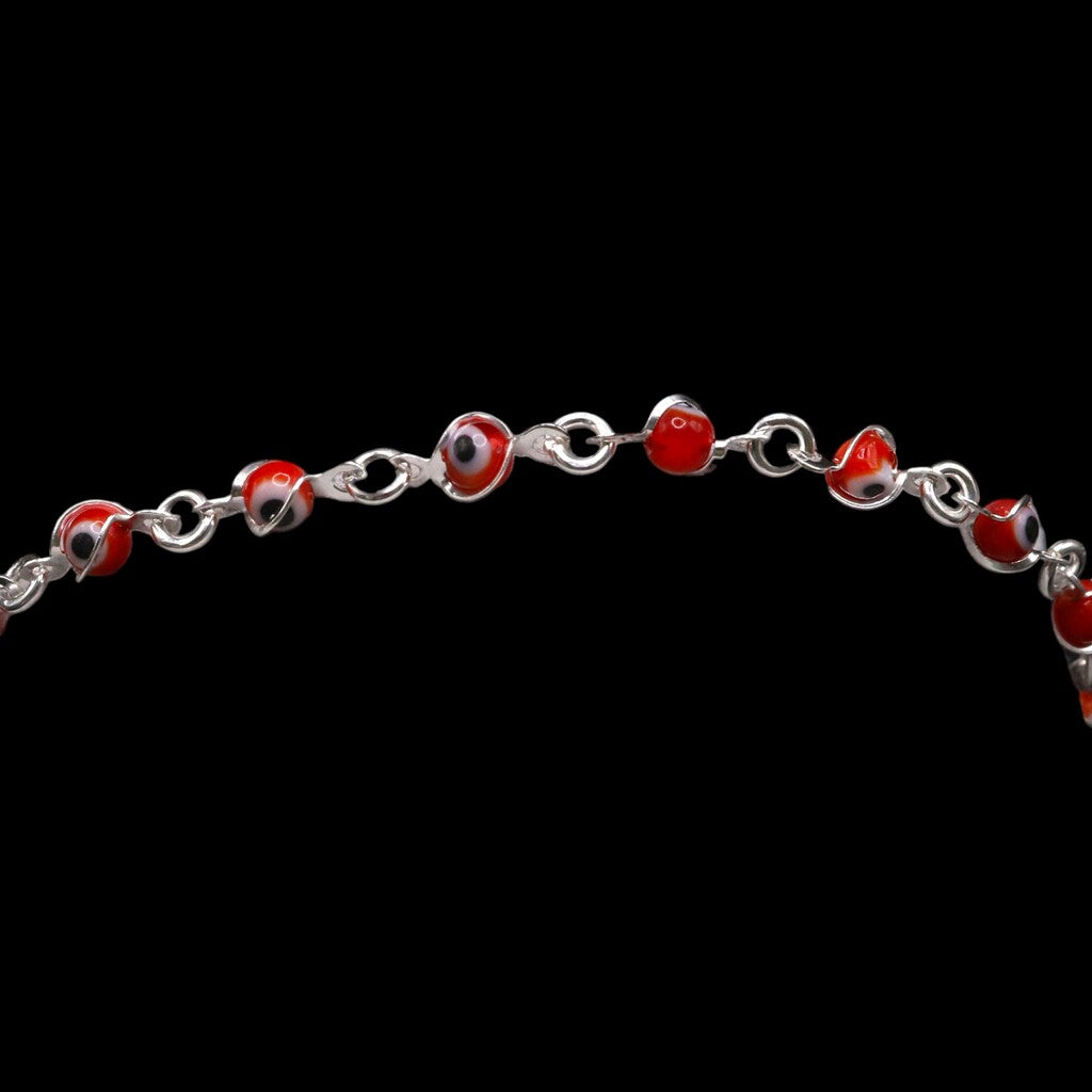 Pulso Ojo Turco Rojo De Plata .925 18.5 cm
