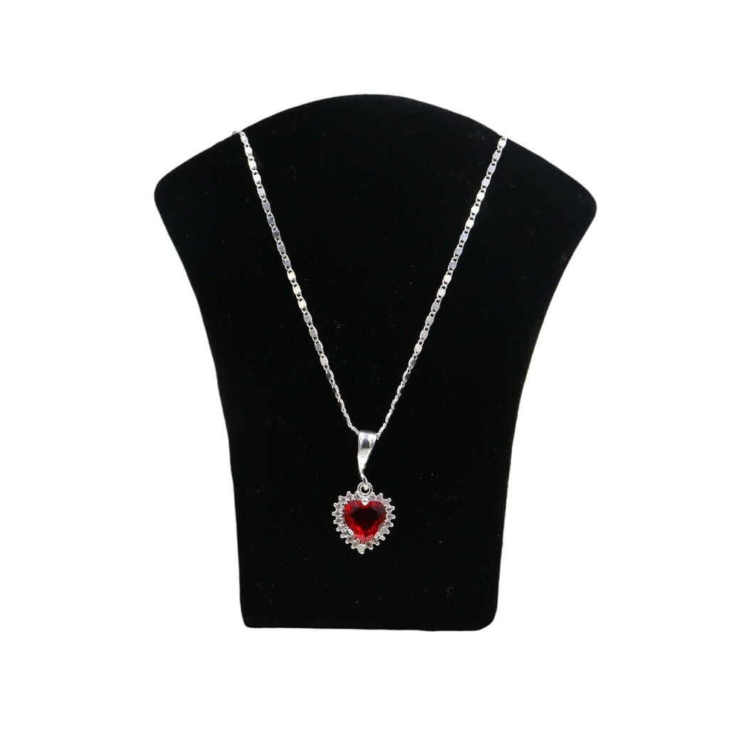 Juego de Corazon Rojo de Plata .925