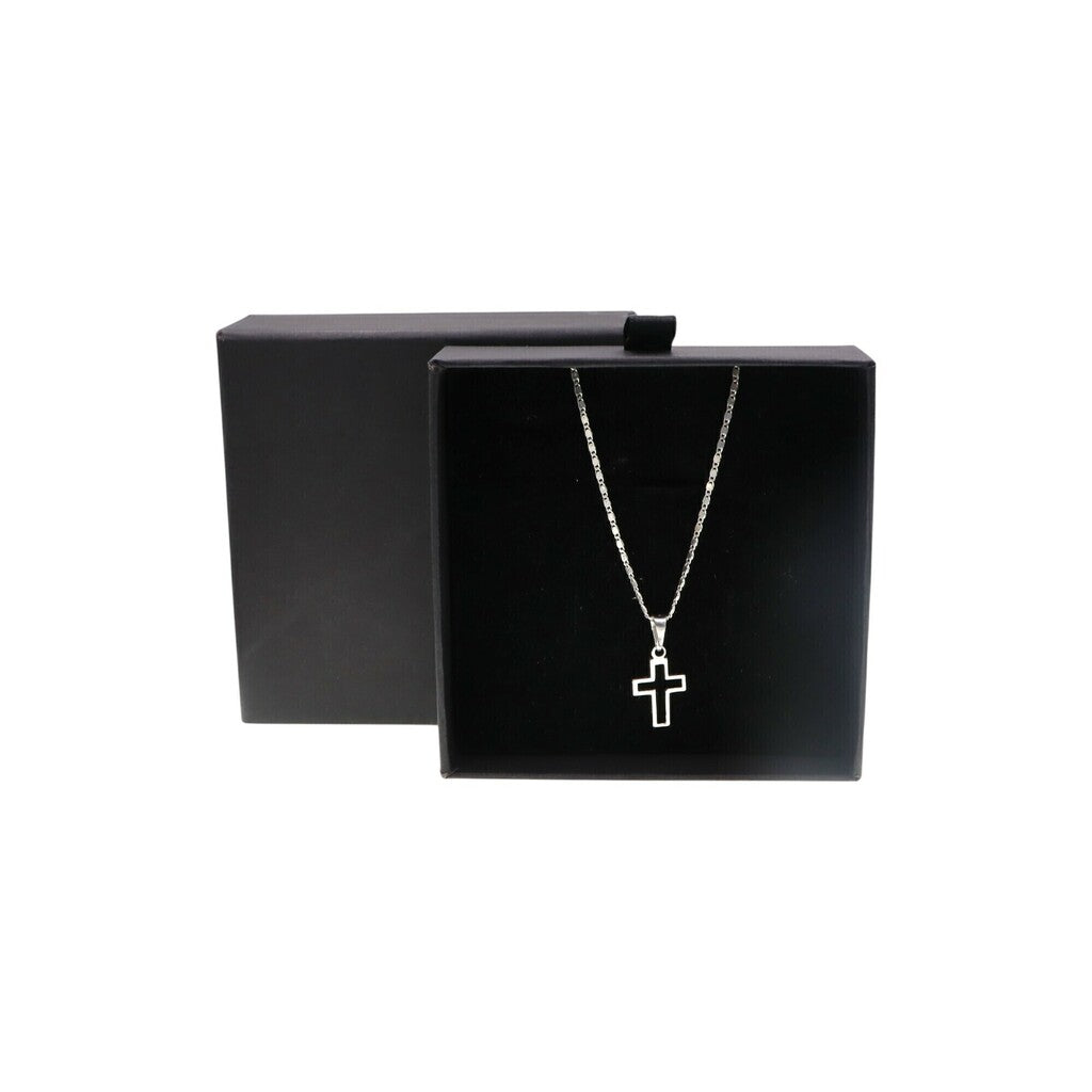 Dije Contorno Cruz Mini + Cadena en Plata .925