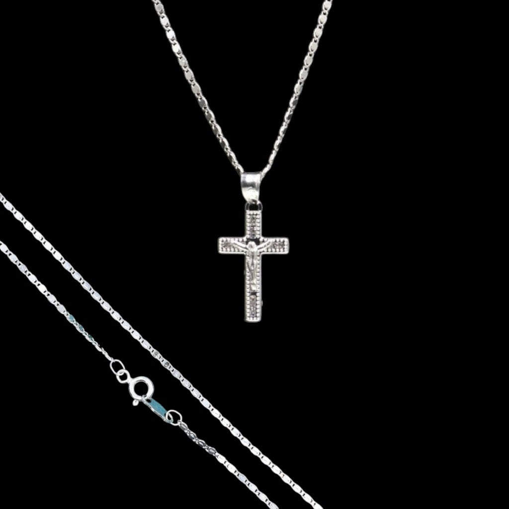 Dije Cruz de Jesus + Cadena en Plata .925