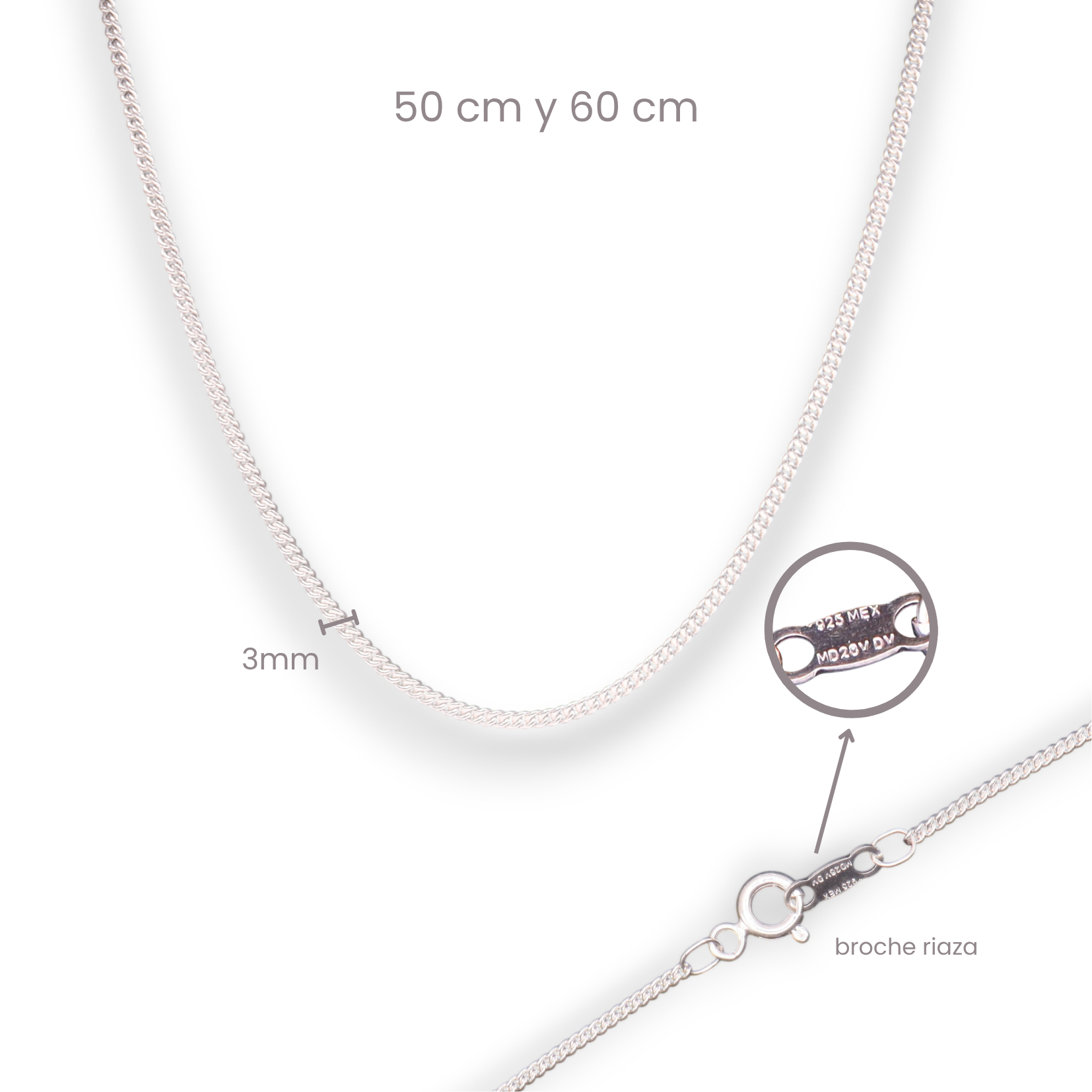 Cadena Figaruchi Plata .925 50 O 60 Cm Unisex