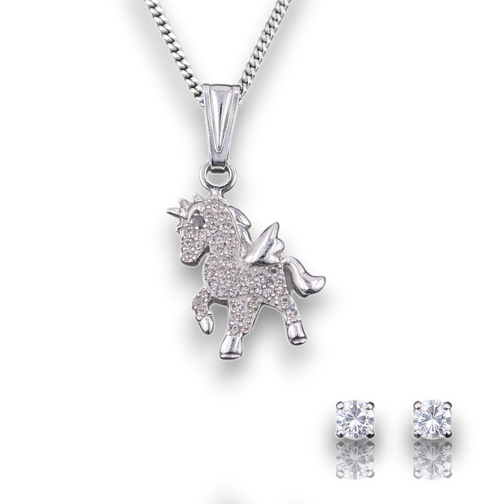 Dije De Caballo + Cadena en Plata .925