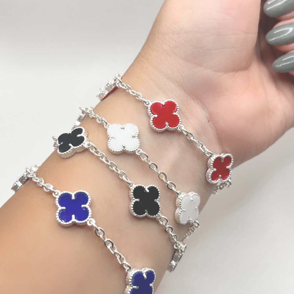 Pulso De Plata .925 Estilo Trebol 18 cm