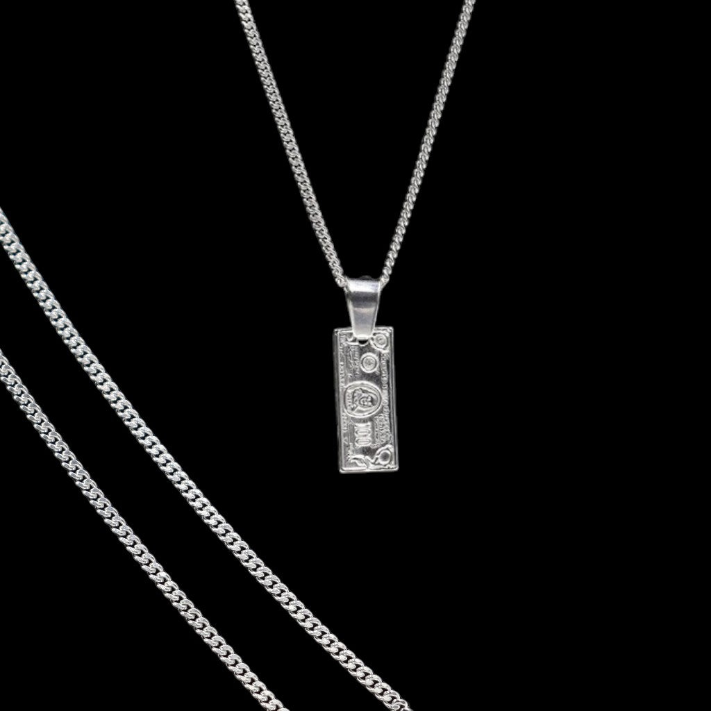 Dije De Dolar Chico + Cadena En Plata .925