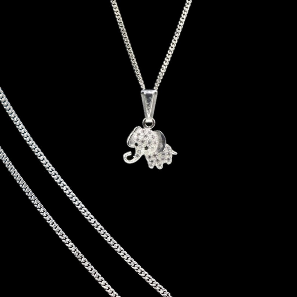 Dije De Elefante Blanco + Cadena en Plata .925