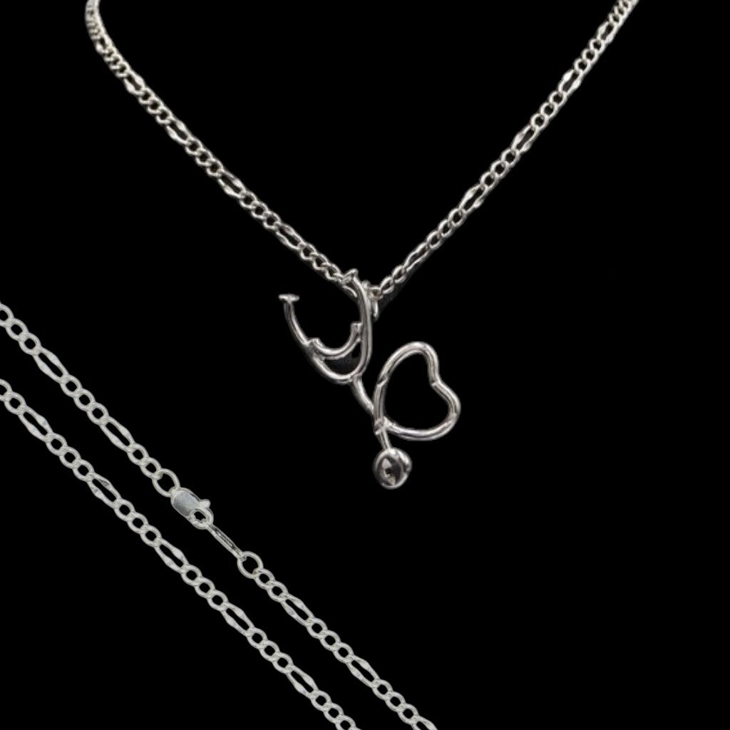 Dije Estetoscopio + Cadena en Plata .925
