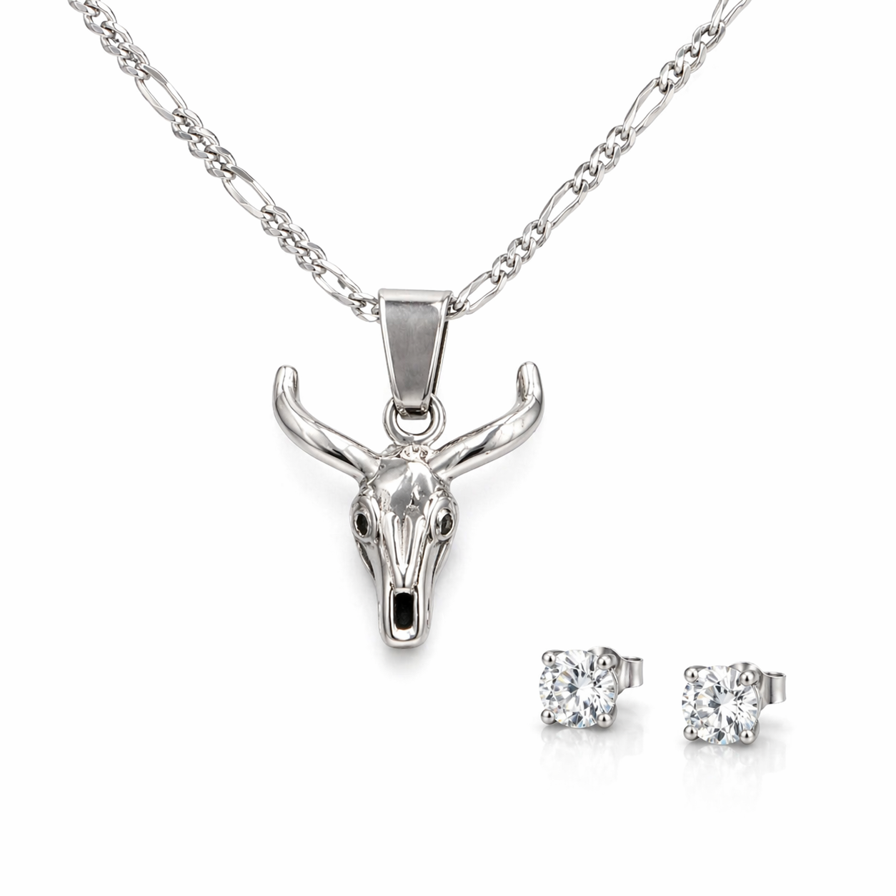 Dije Cabeza Toro Plata 925 Con Cadena Hombre Estilo