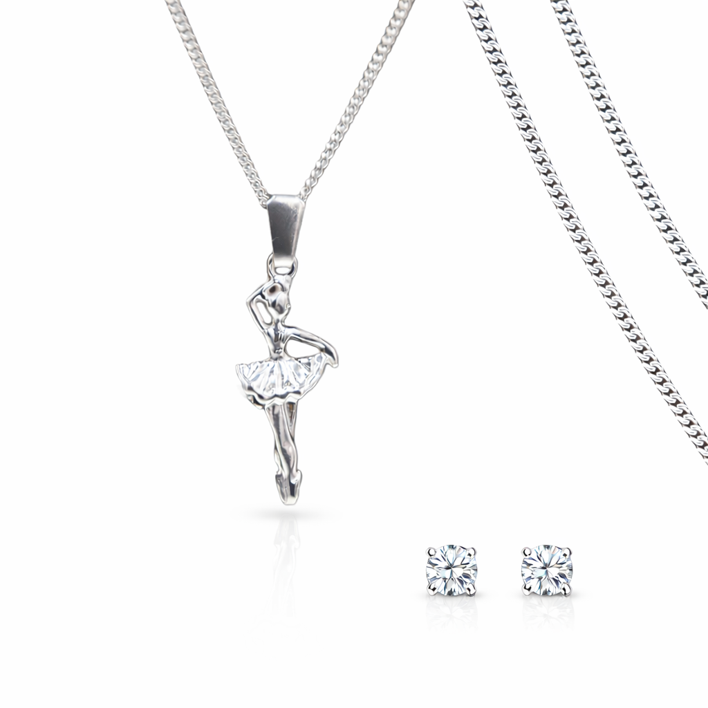Dije De Bailarina Ballet + Cadena En Plata .925