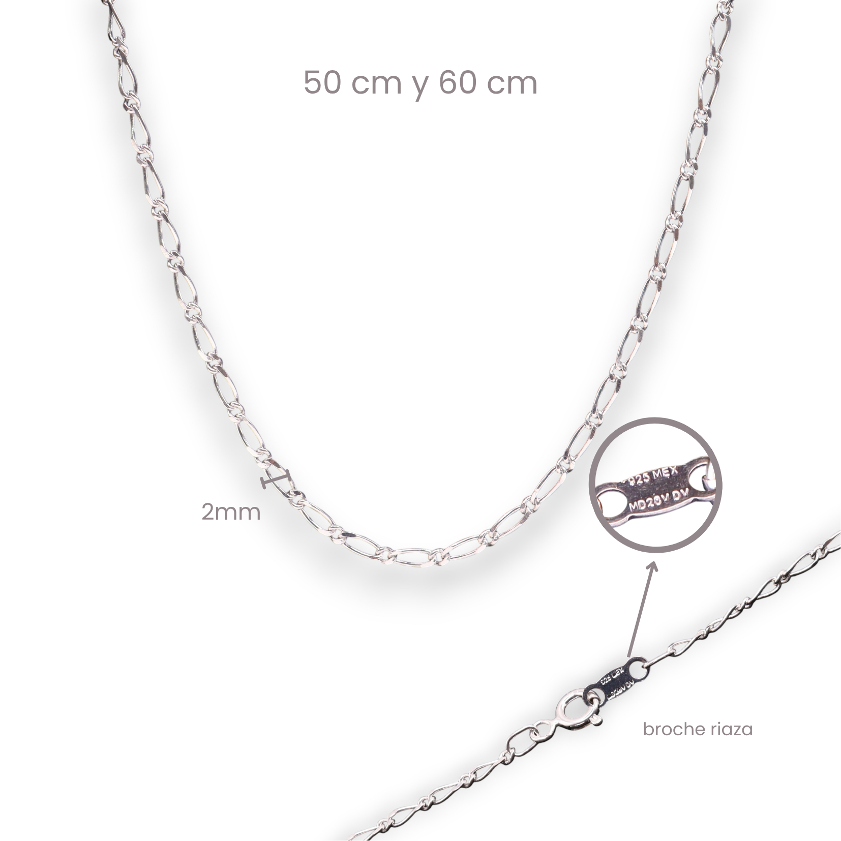 Cadena Fígaro 1x1 Plata .925 50 cm o 60 cm | Jozep Joyería