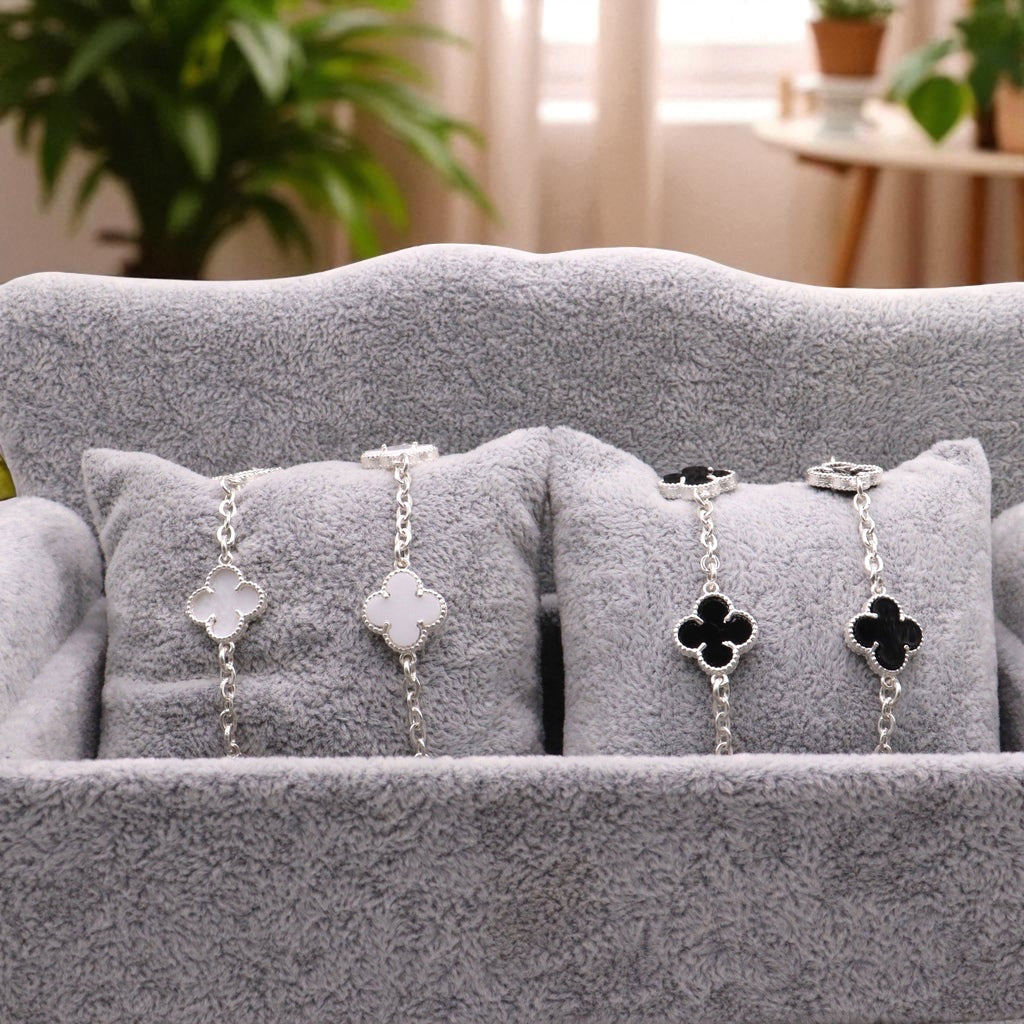 Pulso De Plata .925 Estilo Trebol 18 cm