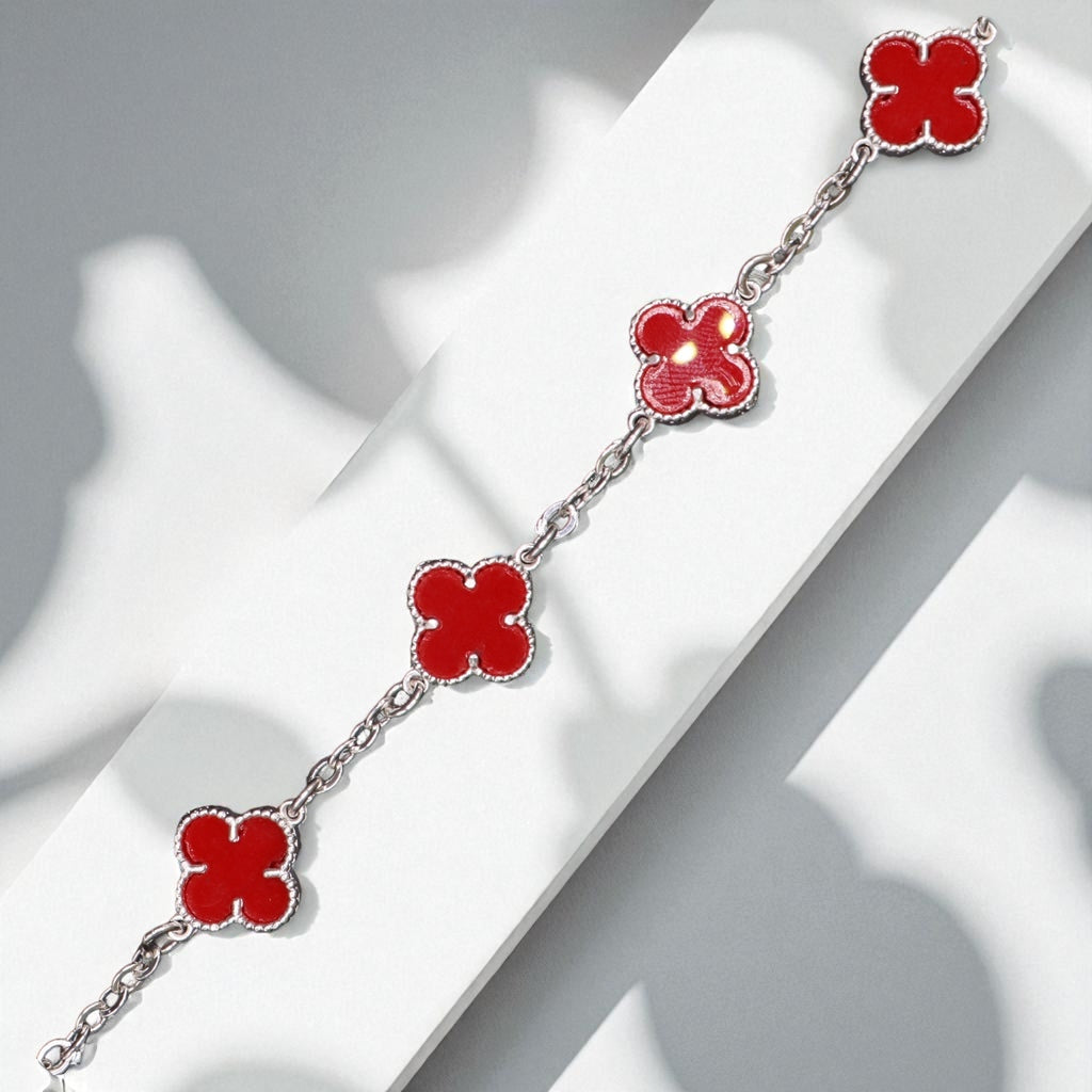 Pulso De Plata .925 Estilo Trebol 18 cm