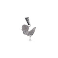 Dije De Gallo Blanco y Multicolor + Cadena En Plata .925