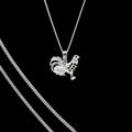 Dije De Gallo Con Circonia Negra + Cadena En Plata .925