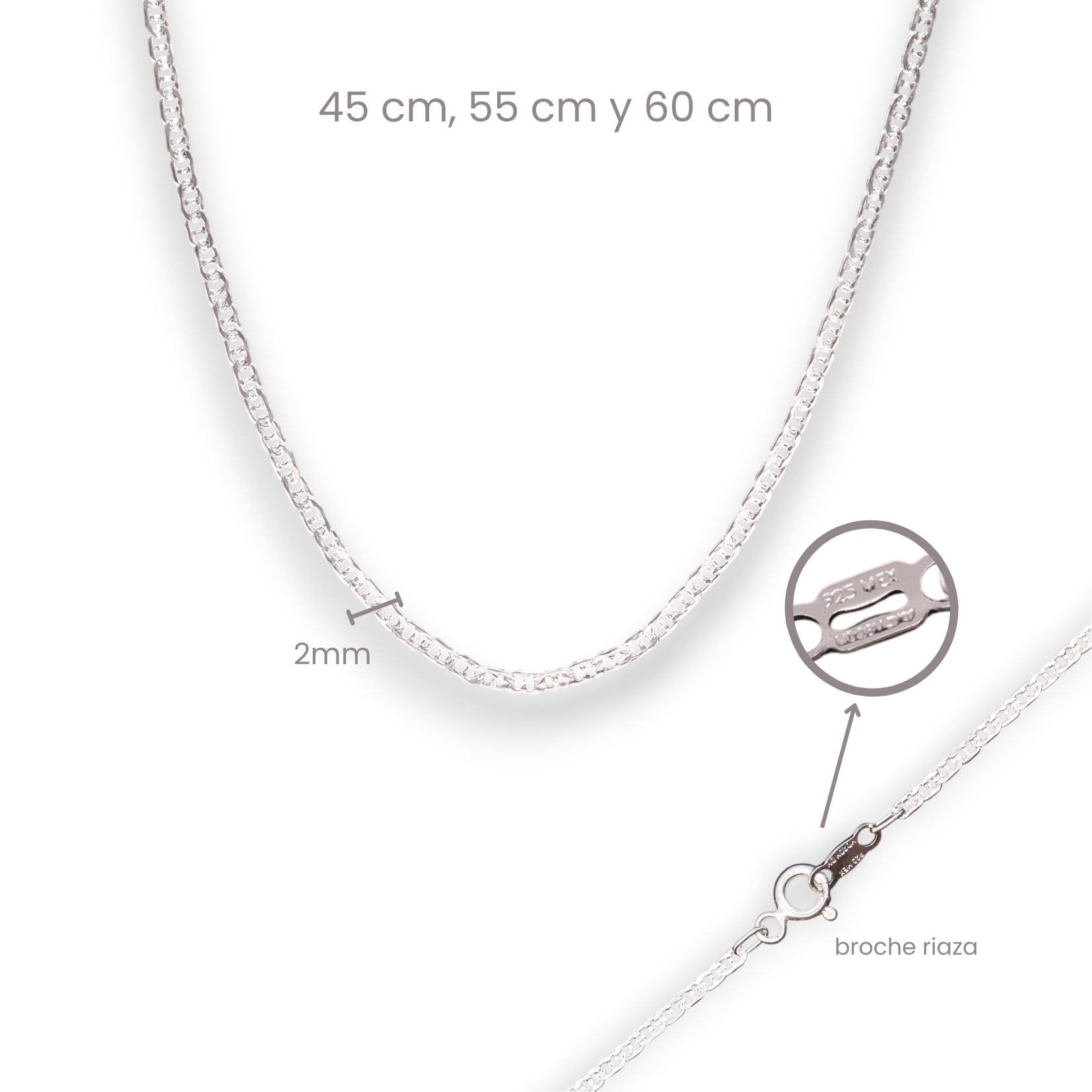 Cadena Gucci Ancla Martillada Pequeña Plata .925 45, 55 o 60 cm | Jozep Joyería