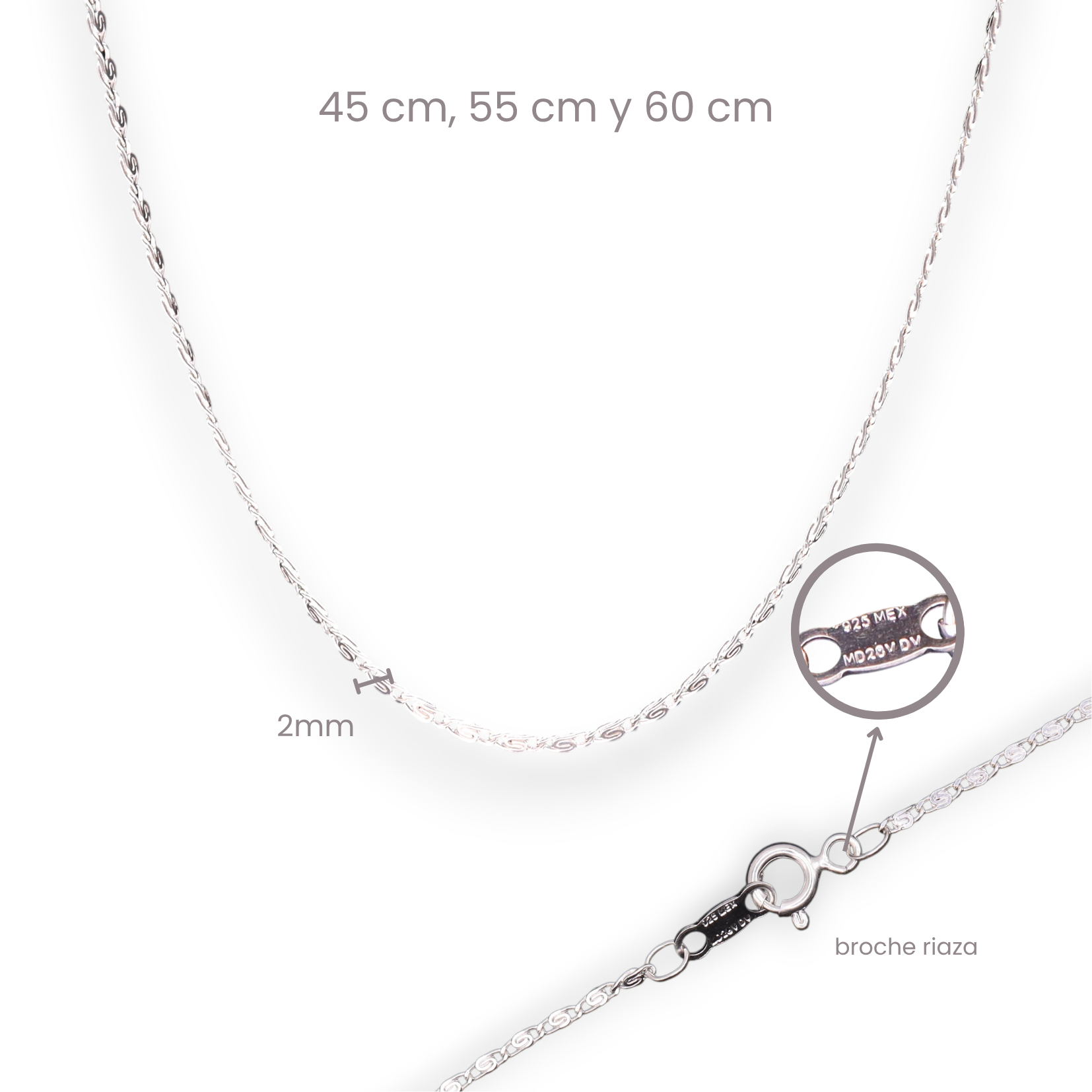 Cadena Gucci Mini de Plata .925