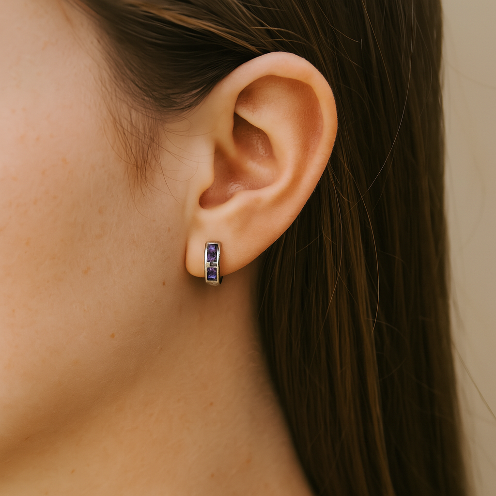 Arracadas Huggies De Colores de Plata .925