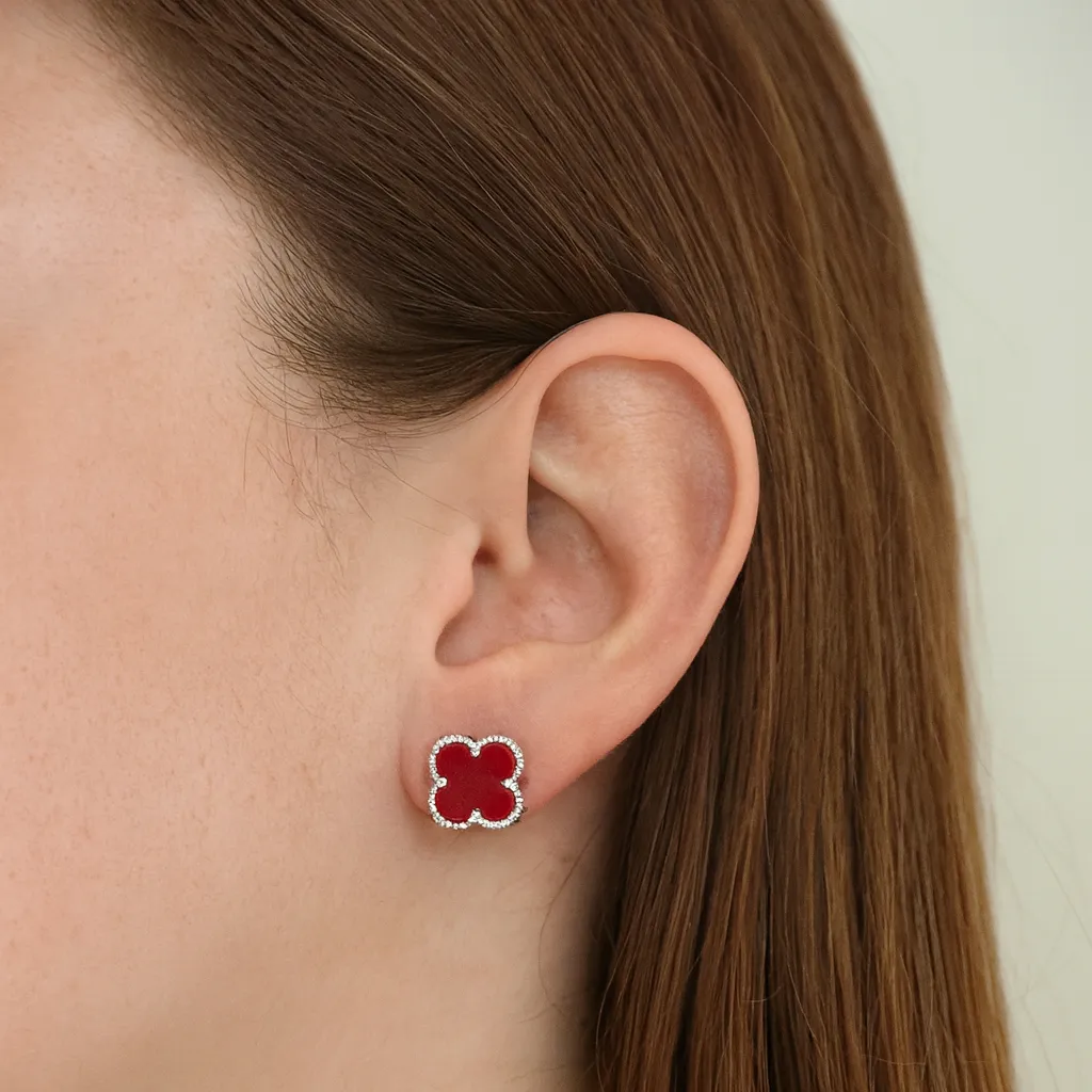 Aretes Tipo Trébol En Plata .925