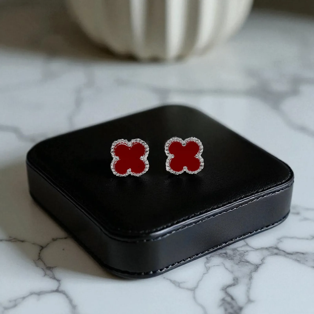 Aretes Tipo Trébol En Plata .925