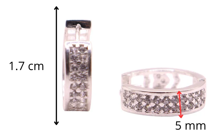 Aretes Huggies De Plata .925 Con Circonia Corazon