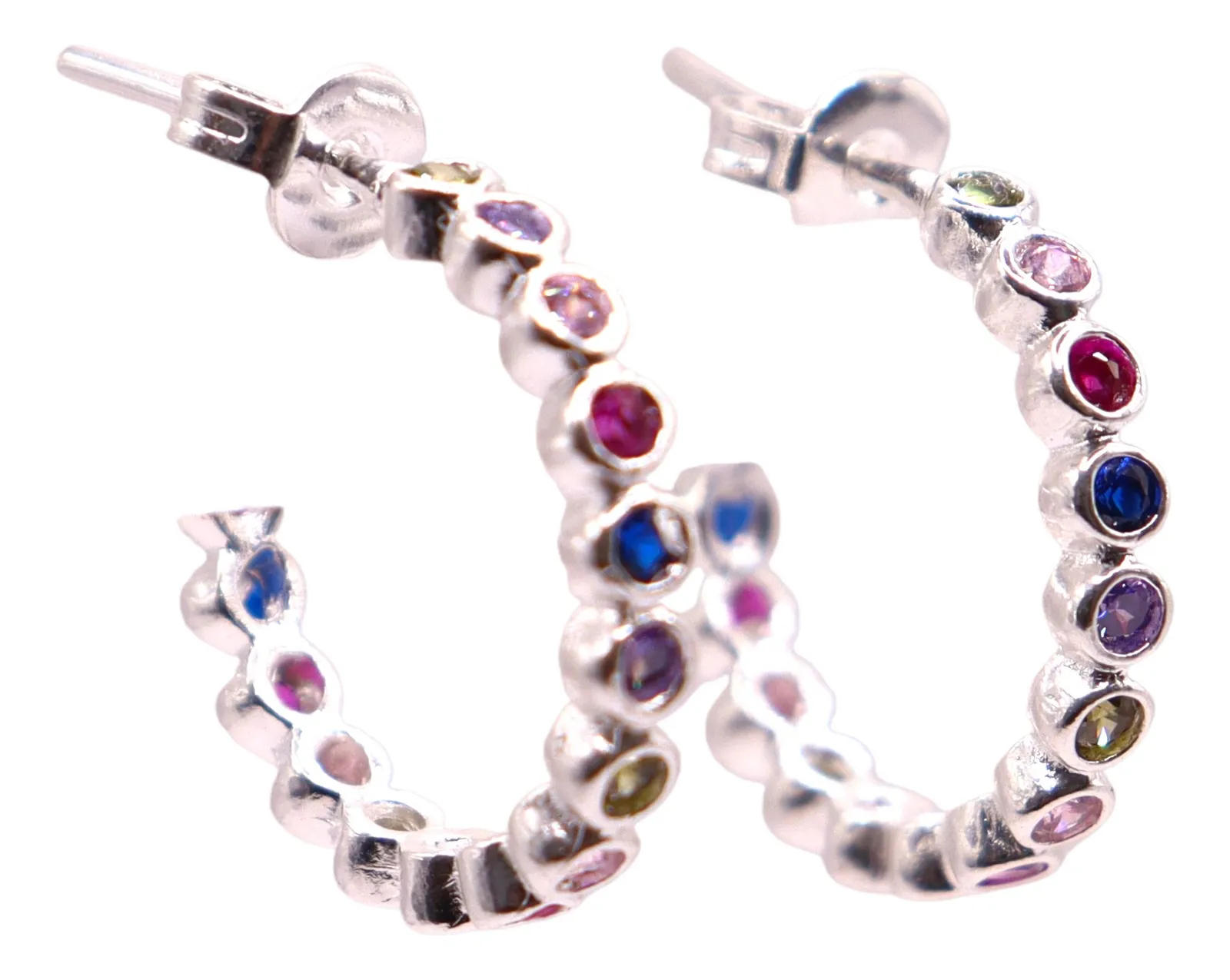 Aretes De Plata .925 Con Zirconias Multicolor