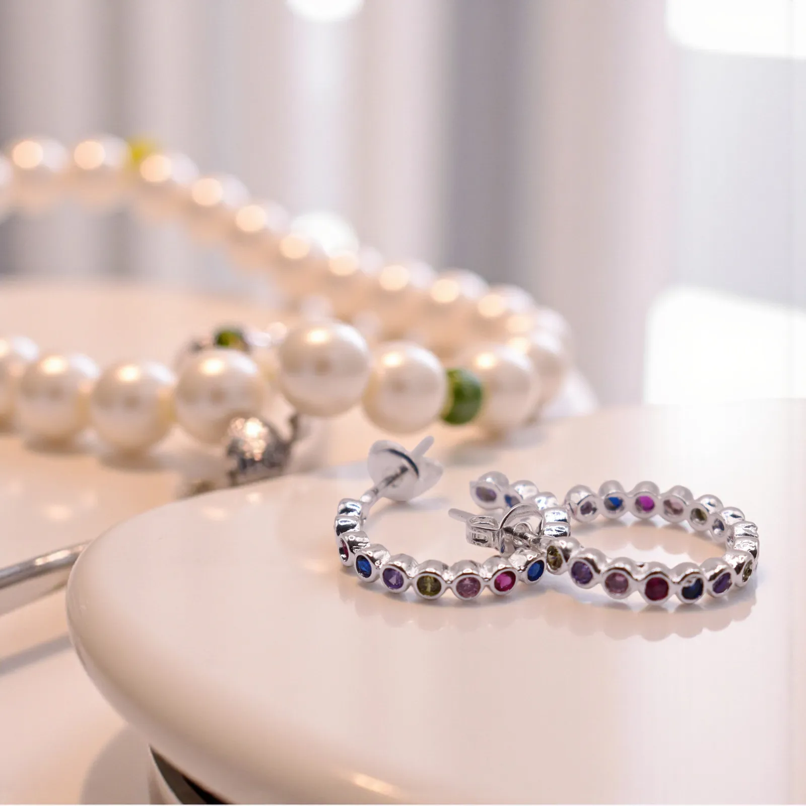 Aretes De Plata .925 Con Zirconias Multicolor