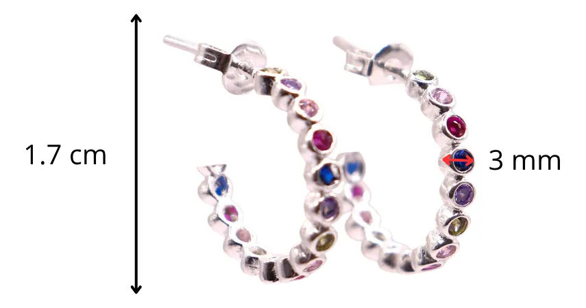 Aretes De Plata .925 Con Zirconias Multicolor