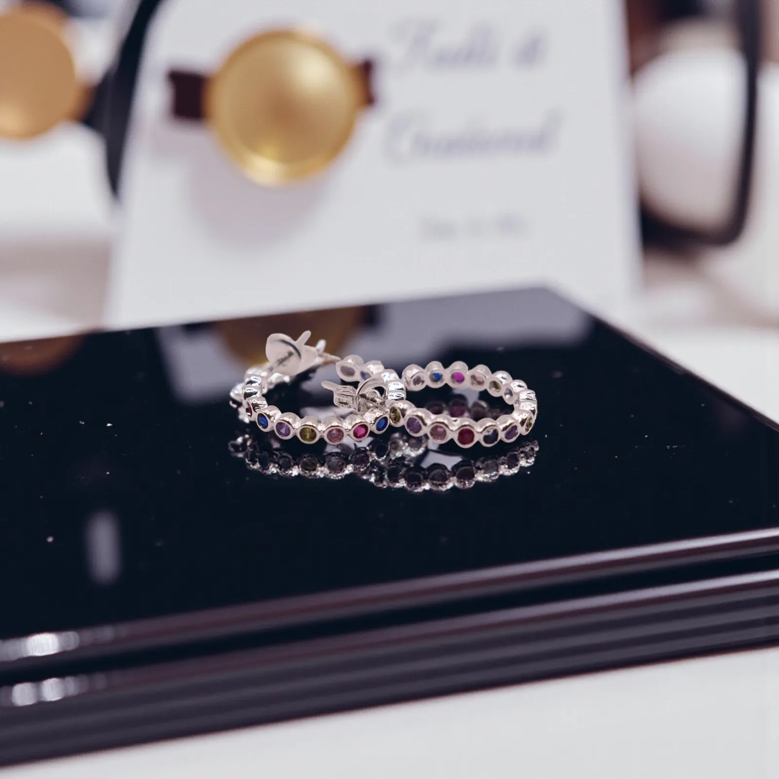 Aretes De Plata .925 Con Zirconias Multicolor