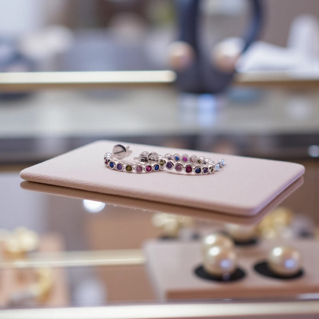 Aretes De Plata .925 Con Zirconias Multicolor