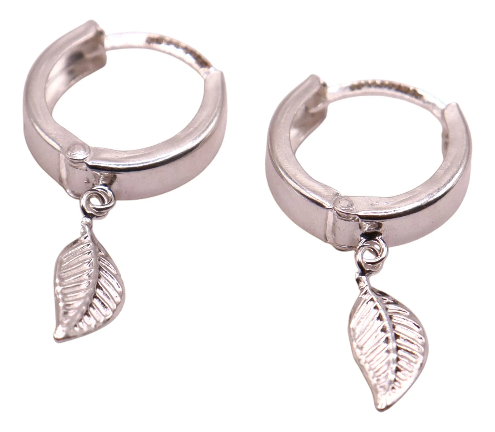 Aretes Hoja Colgante En Plata .925