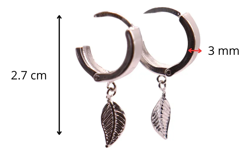 Aretes Hoja Colgante En Plata .925