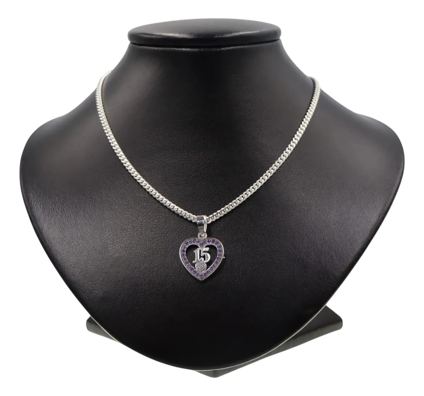 Dije 15 Años Con Circonias + Cadena en Plata .925