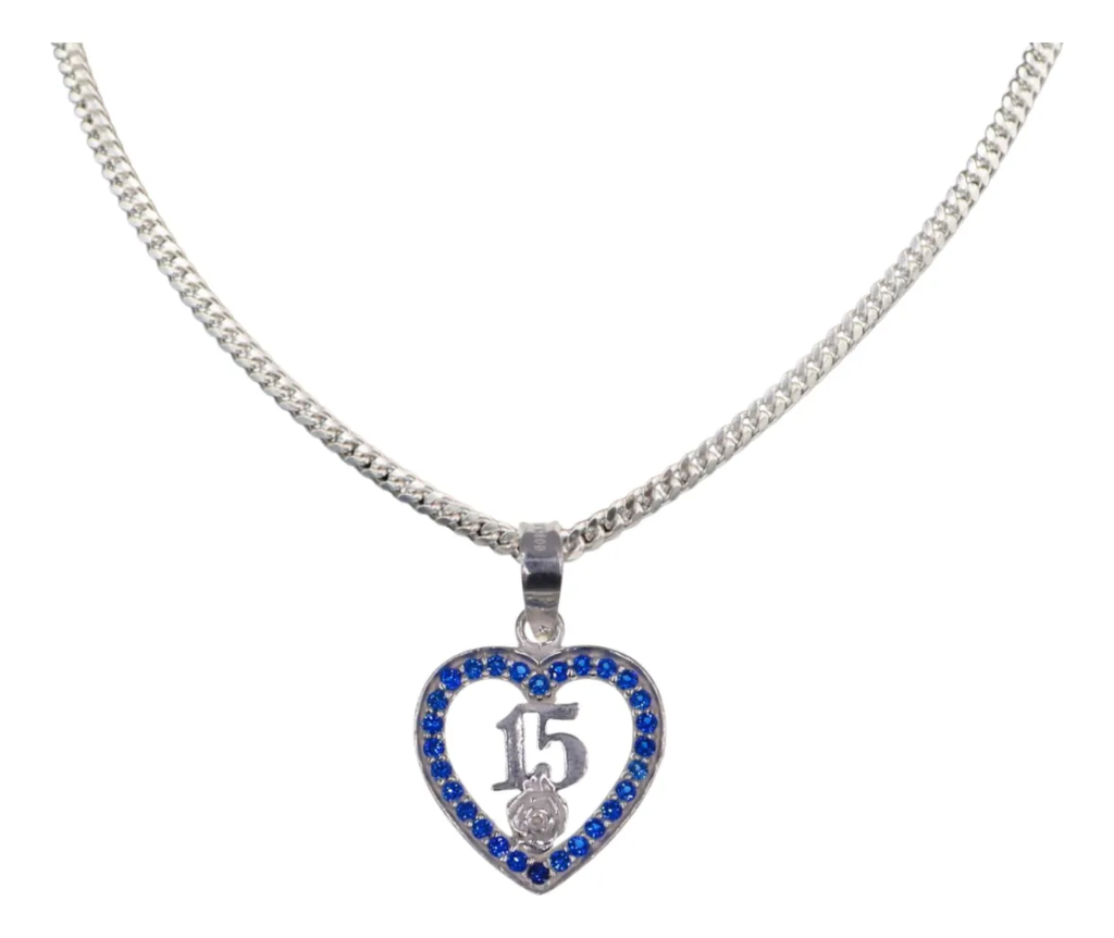 Dije 15 Años Con Circonias + Cadena en Plata .925