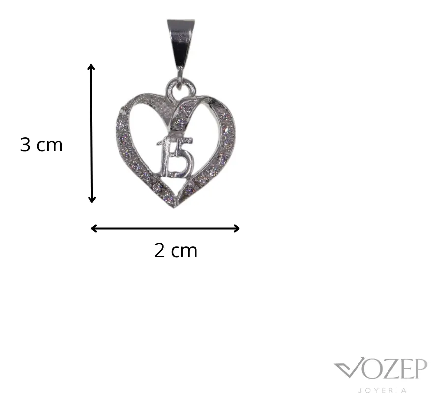 Dije 15 Años Circonia Blanca + Cadena en Plata .925