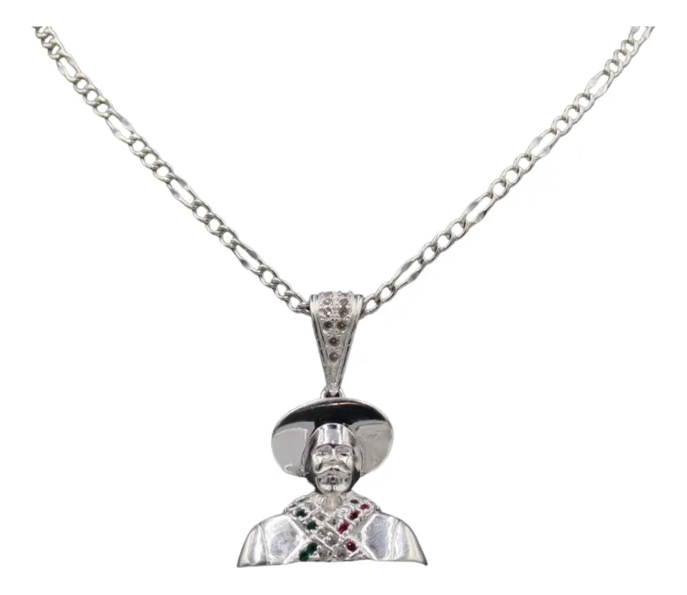 Dije De Pancho Villa + Cadena en Plata .925