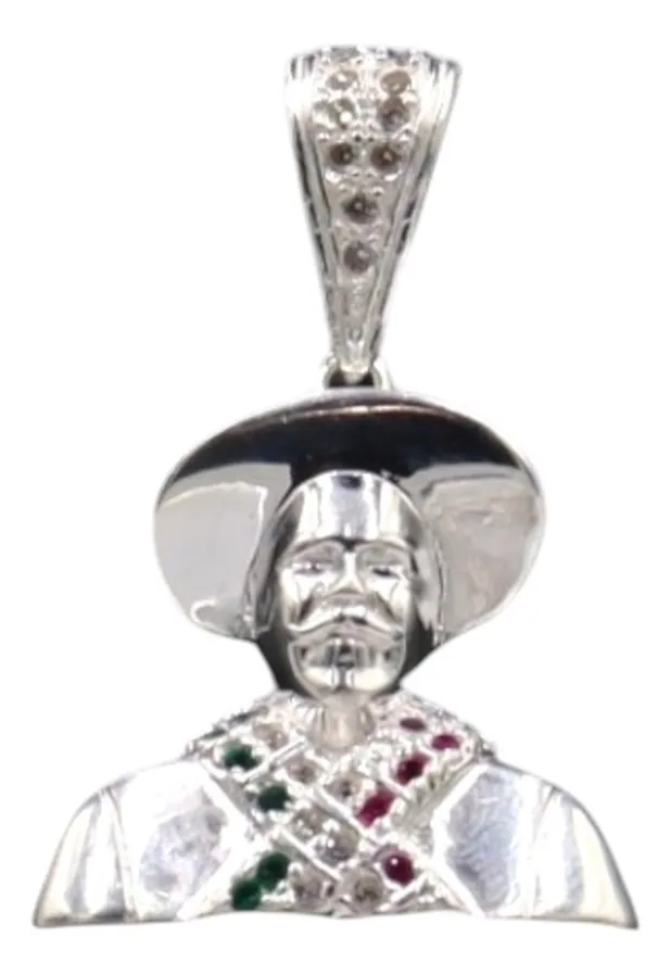 Dije De Pancho Villa + Cadena en Plata .925