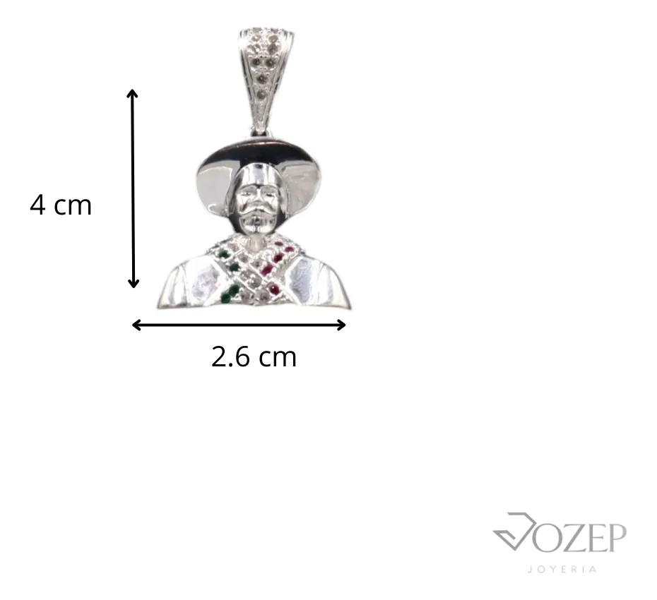 Dije De Pancho Villa + Cadena en Plata .925