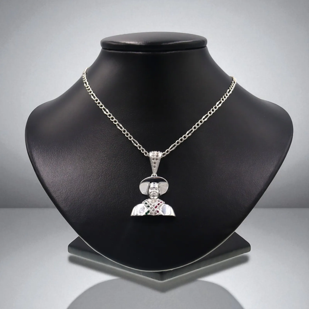 Dije De Pancho Villa + Cadena en Plata .925