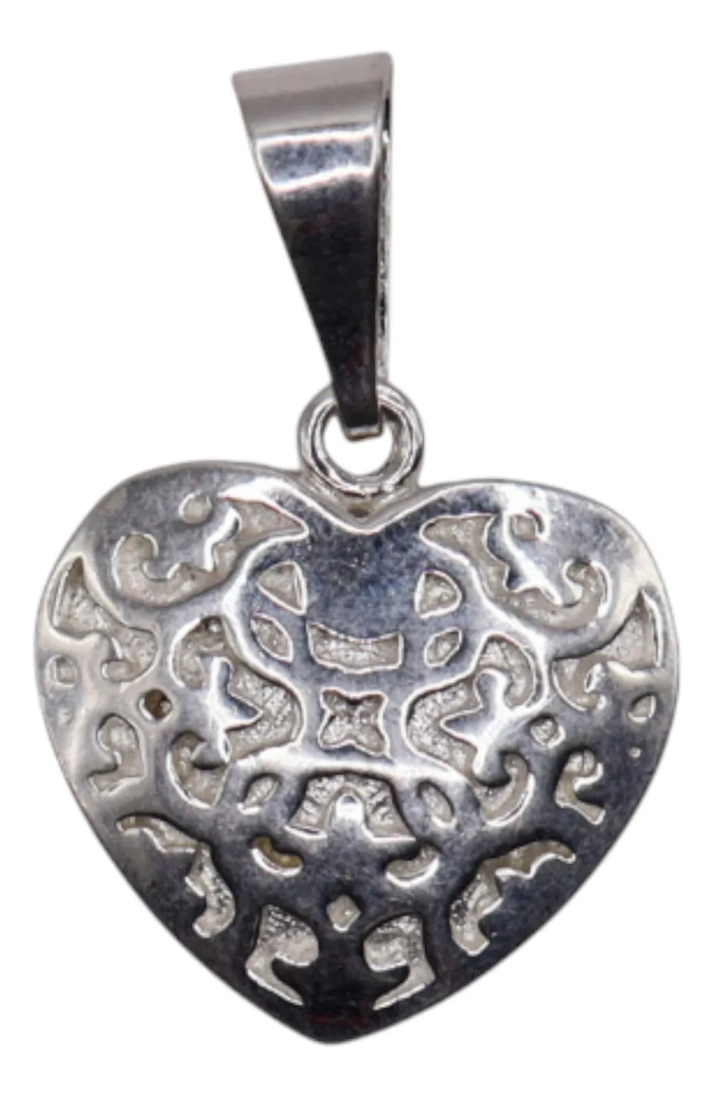 Dije De Corazón Diseño Calado + Cadena en Plata .925