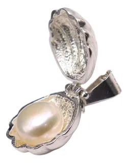 Dije De Concha Con Perla + Cadena en Plata .925