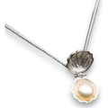 Dije De Concha Con Perla + Cadena en Plata .925