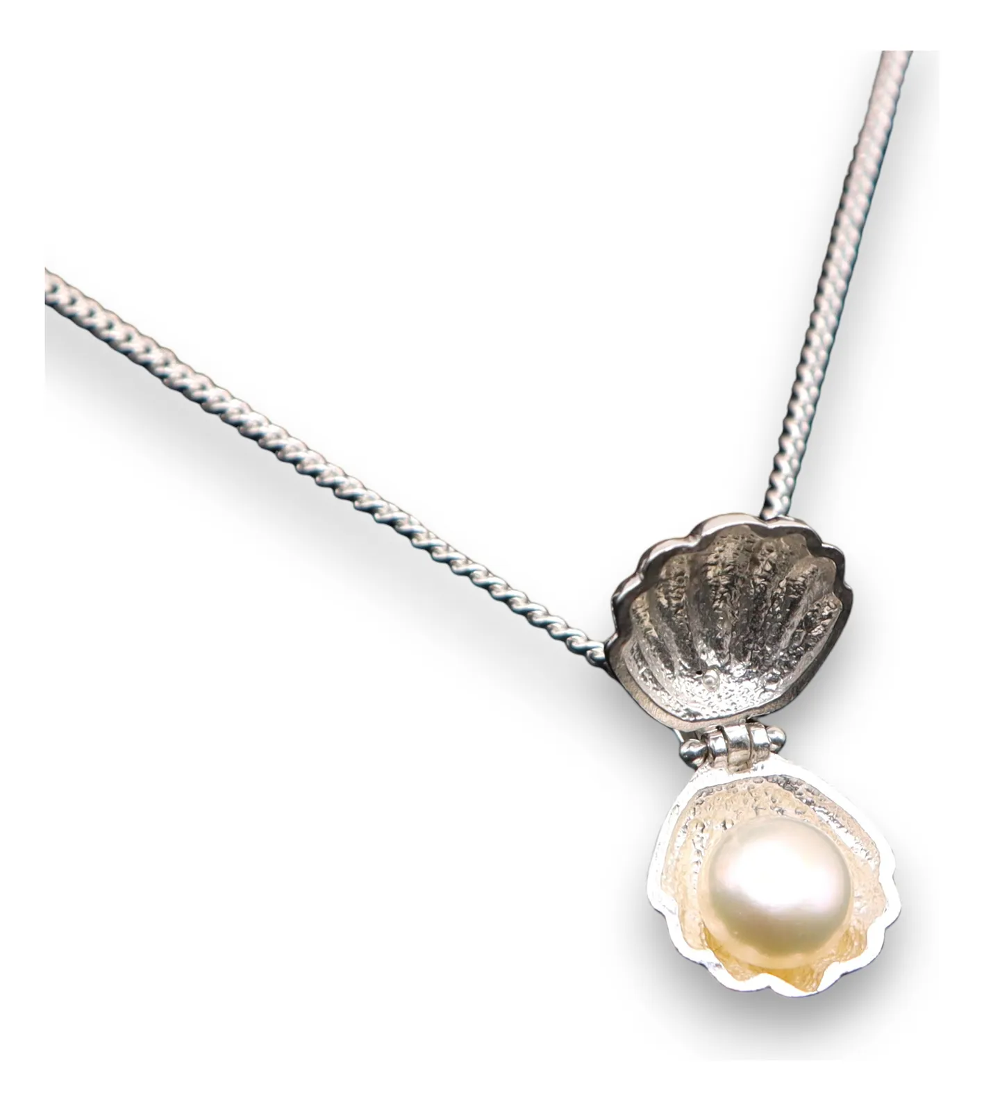 Dije De Concha Con Perla + Cadena en Plata .925