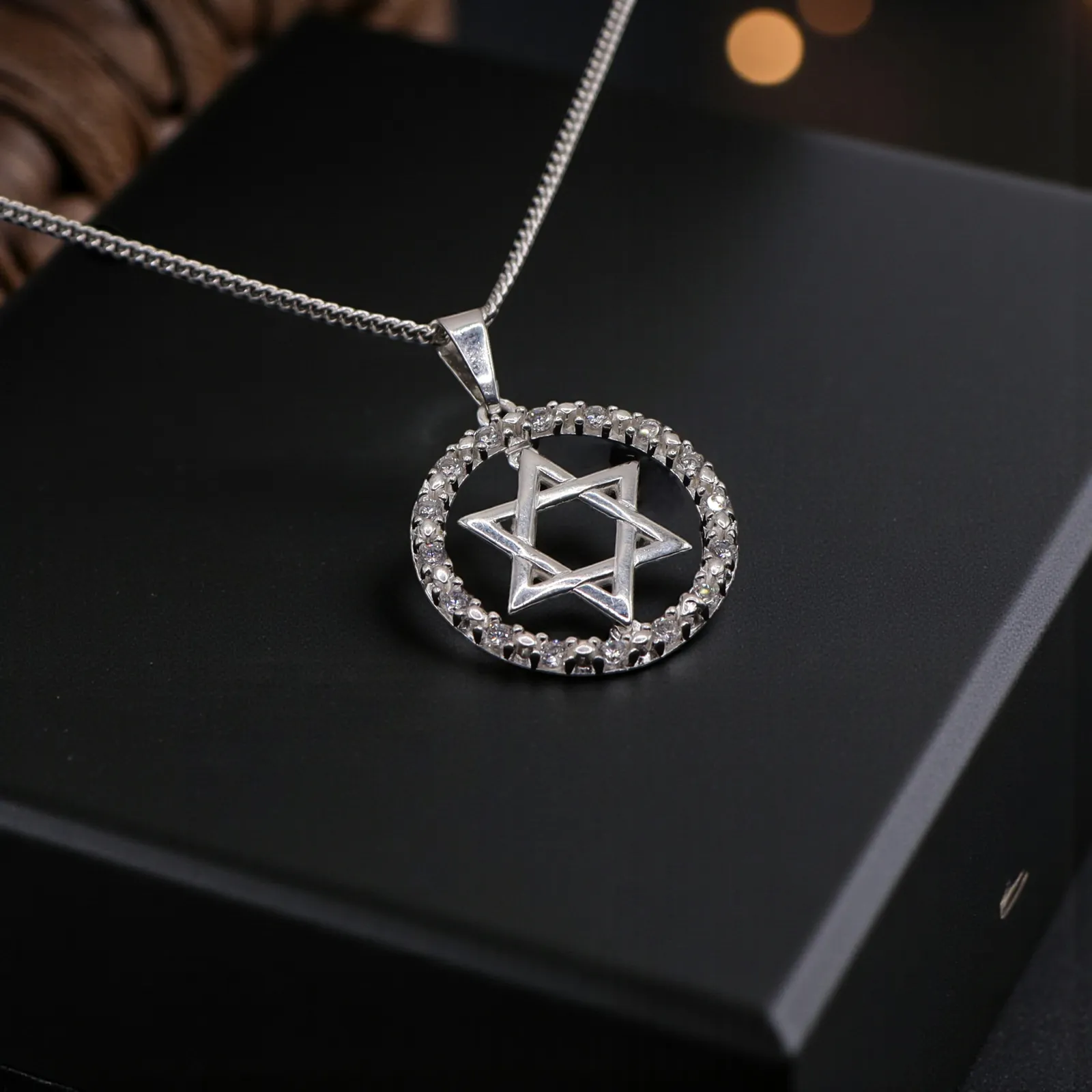 Dije Estrella De David + Cadena en Plata .925