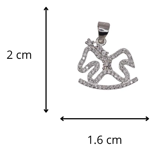 Dije De Caballo Mecedora+ Cadena en Plata .925