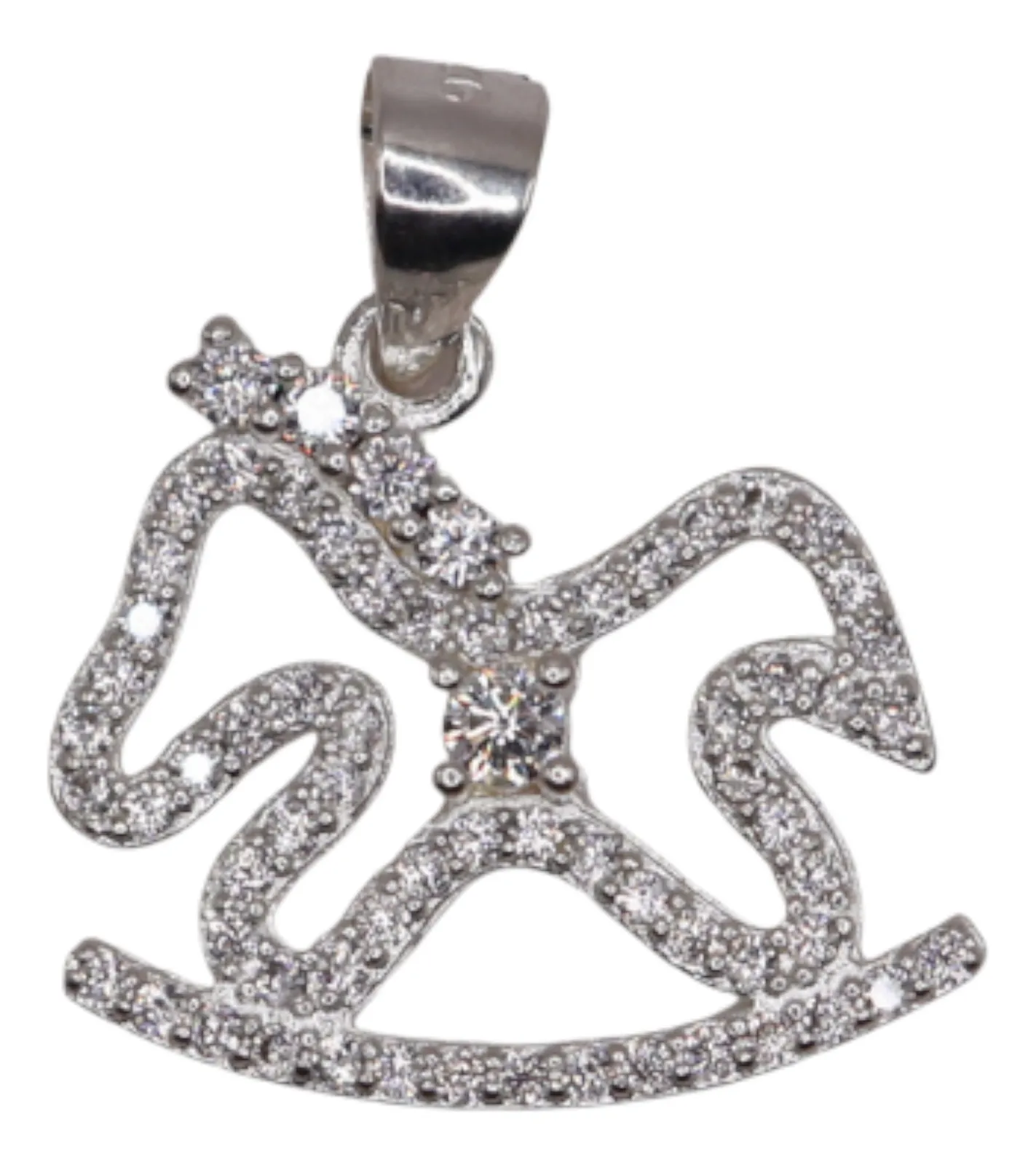 Dije De Caballo Mecedora+ Cadena en Plata .925
