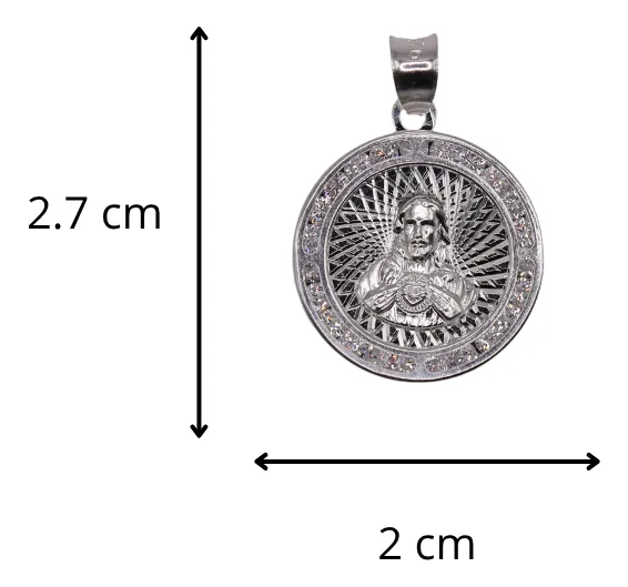 Dije De Medalla De Jesus Chica + Cadena en Plata .925