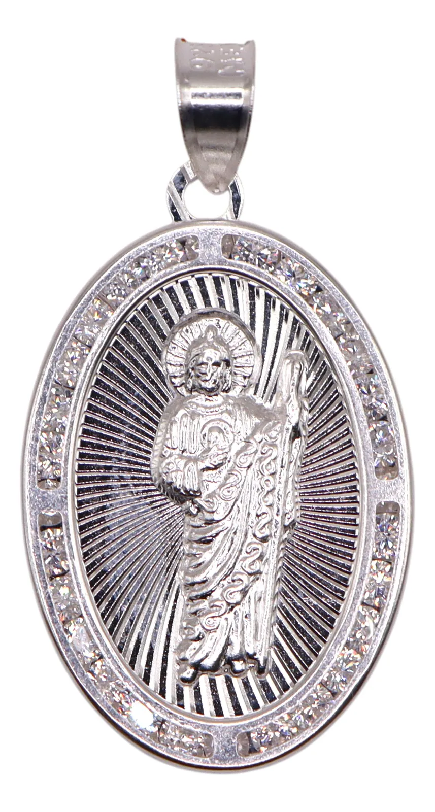 Dije De Medalla De San Judas Ovalo Grande  + Cadena en Plata .925